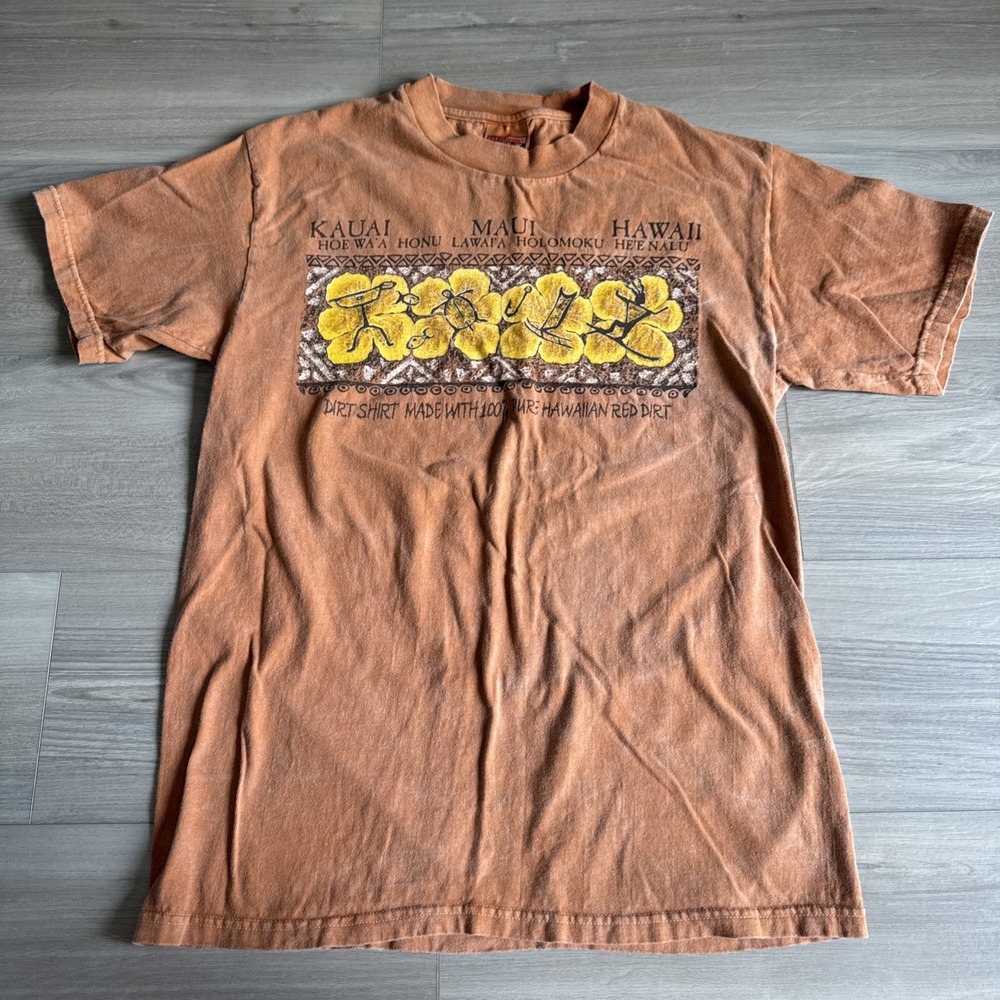 Vintage Hanes Beefy T Shirt Made W/ Red Dirt Hawaii Maui Kauai Sz M Burnt Orange